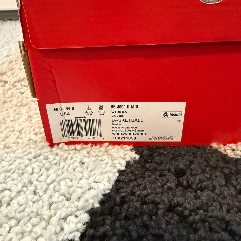 Reebok BB4000 2 Mid Retro ‘Triple White Hairy Suede’ | Men’s 8 | NIB - Picture 7 of 7